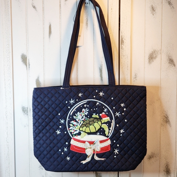 Vera Bradley Cotton Santa Turtle Tote Bag - Picture 2 of 10